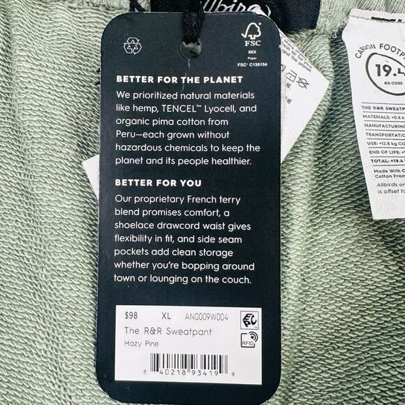 allbirds The R&R Sweatpants - Hazy Pine - Size XL - $98 Retail - Picture 8 of 8
